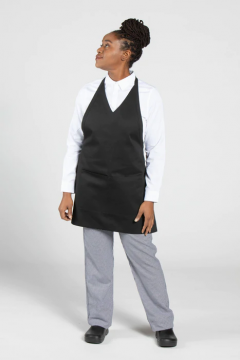 Black V-Neck Apron ,no pockets ,including Whitson's Embroidered Logo